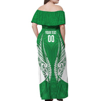 Manawatu 2026 Rugby Custom Off Shoulder Maxi Dress NZ Maori Silver Fern LT14 - Polynesian Pride