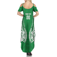 Manawatu 2026 Rugby Custom Summer Maxi Dress NZ Maori Silver Fern LT14 - Polynesian Pride