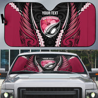 North Harbour 2026 Rugby Custom Auto Sun Shade NZ Maori Silver Fern LT14 Maroon - Polynesian Pride