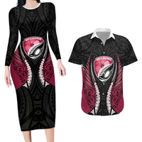 North Harbour 2026 Rugby Custom Couples Matching Long Sleeve Bodycon Dress and Hawaiian Shirt NZ Maori Silver Fern
