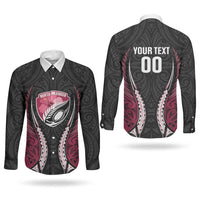 North Harbour 2026 Rugby Custom Couples Matching Long Sleeve Bodycon Dress and Long Sleeve Button Shirt NZ Maori Silver Fern LT14 - Polynesian Pride