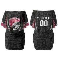 North Harbour 2026 Rugby Custom Couples Matching Off Shoulder Short Dress and Hawaiian Shirt NZ Maori Silver Fern LT14 - Polynesian Pride