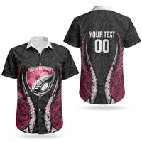 North Harbour 2026 Rugby Custom Couples Matching Off The Shoulder Long Sleeve Dress and Hawaiian Shirt NZ Maori Silver Fern LT14 - Polynesian Pride