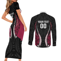 North Harbour 2026 Rugby Custom Couples Matching Short Sleeve Bodycon Dress and Long Sleeve Button Shirt NZ Maori Silver Fern LT14 - Polynesian Pride