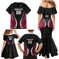 North Harbour 2026 Rugby Custom Family Matching Mermaid Dress and Hawaiian Shirt NZ Maori Silver Fern LT14 Mom's Dress Maroon - Polynesian Pride