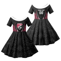 North Harbour 2026 Rugby Custom Family Matching Off The Shoulder Long Sleeve Dress and Hawaiian Shirt NZ Maori Silver Fern LT14 Dad's Shirt - Long Sleeve Maroon - Polynesian Pride