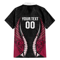 North Harbour 2026 Rugby Custom Family Matching Off Shoulder Short Dress and Hawaiian Shirt NZ Maori Silver Fern LT14 Dad's Shirt - Long Sleeve Maroon - Polynesian Pride