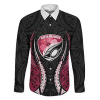 North Harbour 2026 Rugby Custom Family Matching Off Shoulder Short Dress and Hawaiian Shirt NZ Maori Silver Fern LT14 Daughter's Dress Maroon - Polynesian Pride