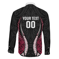 North Harbour 2026 Rugby Custom Family Matching Off Shoulder Short Dress and Hawaiian Shirt NZ Maori Silver Fern LT14 Son's Shirt Maroon - Polynesian Pride