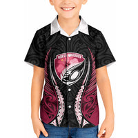 North Harbour 2026 Rugby Custom Kid Hawaiian Shirt NZ Maori Silver Fern LT14 Kid Maroon - Polynesian Pride