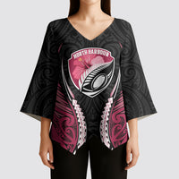 North Harbour 2026 Rugby Custom Kimono Sleeve Blouse NZ Maori Silver Fern LT14 - Polynesian Pride