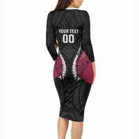 North Harbour 2026 Rugby Custom Long Sleeve Bodycon Dress NZ Maori Silver Fern LT14 - Polynesian Pride
