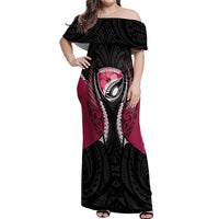North Harbour 2026 Rugby Custom Off Shoulder Maxi Dress NZ Maori Silver Fern