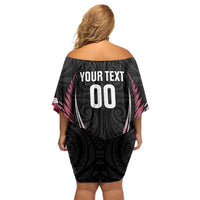 North Harbour 2026 Rugby Custom Off Shoulder Short Dress NZ Maori Silver Fern LT14 - Polynesian Pride