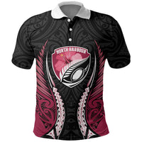 North Harbour 2026 Rugby Custom Polo Shirt NZ Maori Silver Fern LT14 Maroon - Polynesian Pride