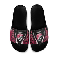 North Harbour 2026 Rugby Custom Slide Sandals NZ Maori Silver Fern LT14 Maroon - Polynesian Pride