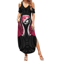 North Harbour 2026 Rugby Custom Summer Maxi Dress NZ Maori Silver Fern LT14 Women Maroon - Polynesian Pride
