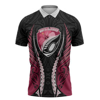 North Harbour 2026 Rugby Custom Zipper Polo Shirt NZ Maori Silver Fern LT14 Maroon - Polynesian Pride