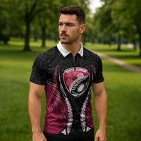 North Harbour 2026 Rugby Custom Zipper Polo Shirt NZ Maori Silver Fern LT14 - Polynesian Pride