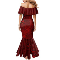 Oxblood Polynesia Family Matching Mermaid Dress and Hawaiian Shirt Hawaiian Tribal Hammerhead Shark Tattoo