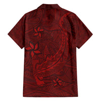 Oxblood Polynesia Family Matching Short Sleeve Bodycon Dress and Hawaiian Shirt Hawaiian Tribal Hammerhead Shark Tattoo