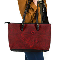 Oxblood Polynesia Leather Tote Bag Hawaiian Tribal Hammerhead Shark Tattoo LT14 - Polynesian Pride