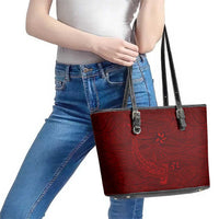 Oxblood Polynesia Leather Tote Bag Hawaiian Tribal Hammerhead Shark Tattoo LT14 - Polynesian Pride