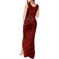 Oxblood Polynesia Tank Maxi Dress Hawaiian Tribal Hammerhead Shark Tattoo LT14 - Polynesian Pride