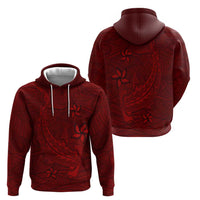 Oxblood Polynesia Zip Hoodie Hawaiian Tribal Hammerhead Shark Tattoo