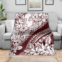 Polynesian Tropical Flowers Oxblood Color Blanket LT14 - Polynesian Pride