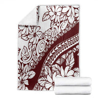 Polynesian Tropical Flowers Oxblood Color Blanket LT14 - Polynesian Pride