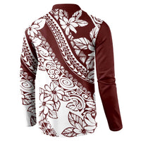 Polynesian Tropical Flowers Oxblood Color Button Sweatshirt LT14 - Polynesian Pride
