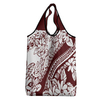 Polynesian Tropical Flowers Oxblood Color Grocery Bag LT14 - Polynesian Pride
