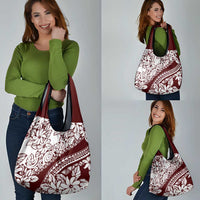 Polynesian Tropical Flowers Oxblood Color Grocery Bag LT14 - Polynesian Pride