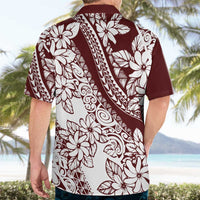 Polynesian Tropical Flowers Oxblood Color Hawaiian Shirt LT14 - Polynesian Pride