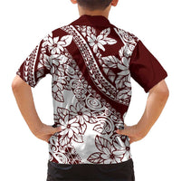 Polynesian Tropical Flowers Oxblood Color Hawaiian Shirt LT14 - Polynesian Pride