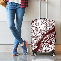 Polynesian Tropical Flowers Oxblood Color Luggage Cover