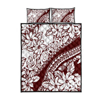 Polynesian Tropical Flowers Oxblood Color Quilt Bed Set LT14 - Polynesian Pride