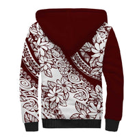 Polynesian Tropical Flowers Oxblood Color Sherpa Hoodie LT14 - Polynesian Pride