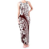 Polynesian Tropical Flowers Oxblood Color Tank Maxi Dress LT14 Women Oxblood - Polynesian Pride