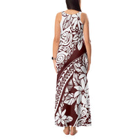 Polynesian Tropical Flowers Oxblood Color Tank Maxi Dress LT14 - Polynesian Pride