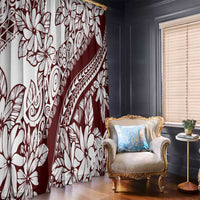 Polynesian Tropical Flowers Oxblood Color Window Curtain LT14 - Polynesian Pride