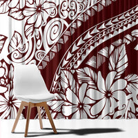 Polynesian Tropical Flowers Oxblood Color Window Curtain LT14 - Polynesian Pride