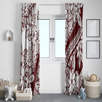 Polynesian Tropical Flowers Oxblood Color Window Curtain LT14 - Polynesian Pride