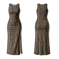 Kioranga Moriori New Zealand Family Matching Tank Maxi Dress and Hawaiian Shirt Kopi Rakau Carving Art LT14 Mom's Dress Brown - Polynesian Pride