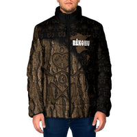 Moriori Kekoru New Zealand Personalised Padded Jacket Kopi Rakau Carving Chatham Islands Map LT14 Men Black - Polynesian Pride