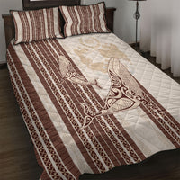 Swimming With Humpback Whales Season Tonga Quilt Bed Set Tongan Tofuaa Ngatu Pattern Brown LT14 Brown - Polynesian Pride