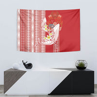 Swimming With Humpback Whales Season Tonga Tapestry Tongan Tofuaa Ngatu Pattern Red LT14 - Polynesian Pride