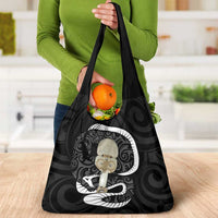 Black New Zealand Eel Grocery Bag Aotearoa Maori Tuna With Kotiate Weapon LT14 - Polynesian Pride