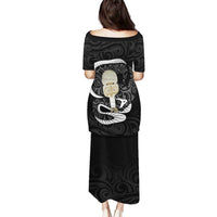 Black New Zealand Eel Puletasi Aotearoa Maori Tuna With Kotiate Weapon LT14 - Polynesian Pride